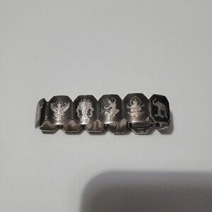 Vintage Sterling Siam Nialle Dance Bracelet 1940's 6.75in 43 grams